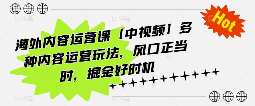 海外内容运营课【中视频】多种内容运营玩法，风口正当时，掘金好时机-铭创资源库