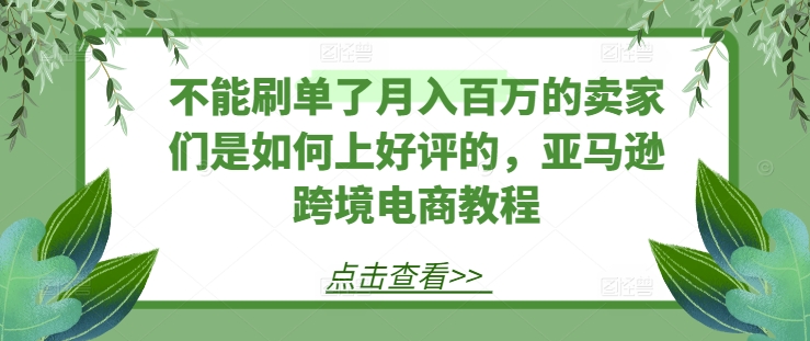 不能刷单了月入百万的卖家们是如何上好评的，亚马逊跨境电商教程-铭创资源库