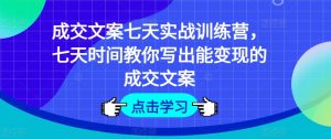成交文案七天实战训练营,七天时间教你写出能变现的成交文案-铭创资源库