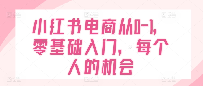 小红书电商从0-1，零基础入门，每个人的机会-铭创资源库