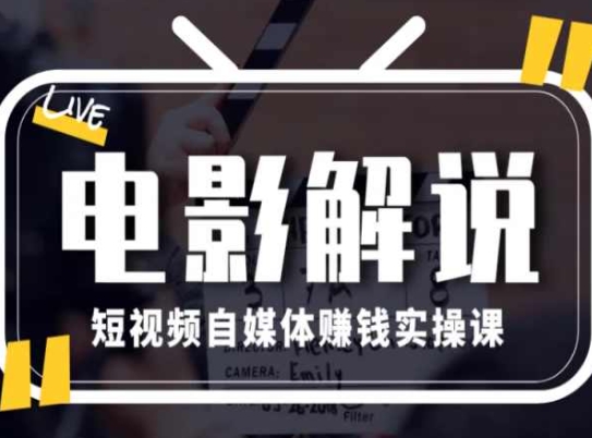 电影解说短视频自媒体赚钱实操课，教你做电影解说短视频，月赚1万-铭创资源库