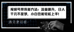 视频号带货新方法:流量飙升,日入千元不是梦,小白也能轻松上手【揭秘】-铭创资源库