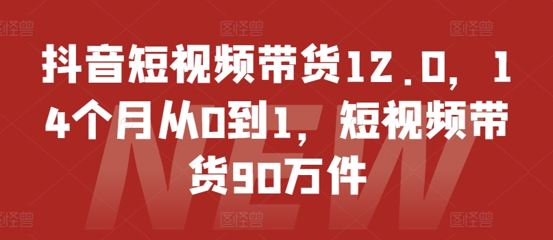 抖音短视频带货12.0，14个月从0到1，短视频带货90万件-铭创资源库