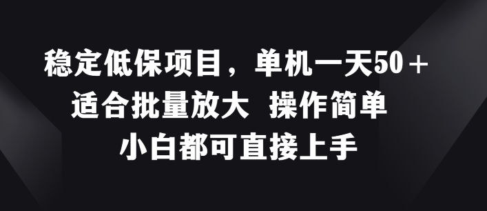 稳定低保项目，单机一天50+适合批量放大 操作简单 小白都可直接上手【揭秘】-铭创资源库