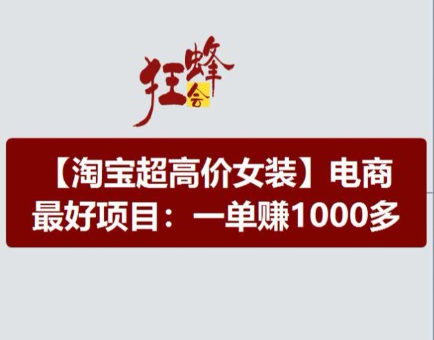 淘宝超高价女装项目，电商最好赛道，一单赚1000多-铭创资源库