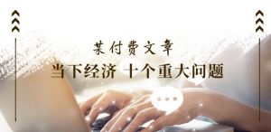 某付费文章《当下经济 十个重大问题》覆盖了大家关心的全部经济类话题-铭创资源库