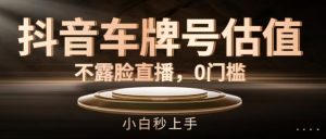 抖音车牌号估值,不露脸直播,0门槛,小白秒上手【揭秘】-铭创资源库