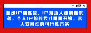 超级IP训练营,IP落地大课震撼来袭,个人IP的时代才刚刚开始,素人变网红的可行性方案-铭创资源库