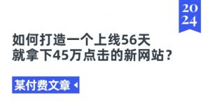 某付费文章《如何打造一个上线56天就拿下45万点击的新网站?》-铭创资源库