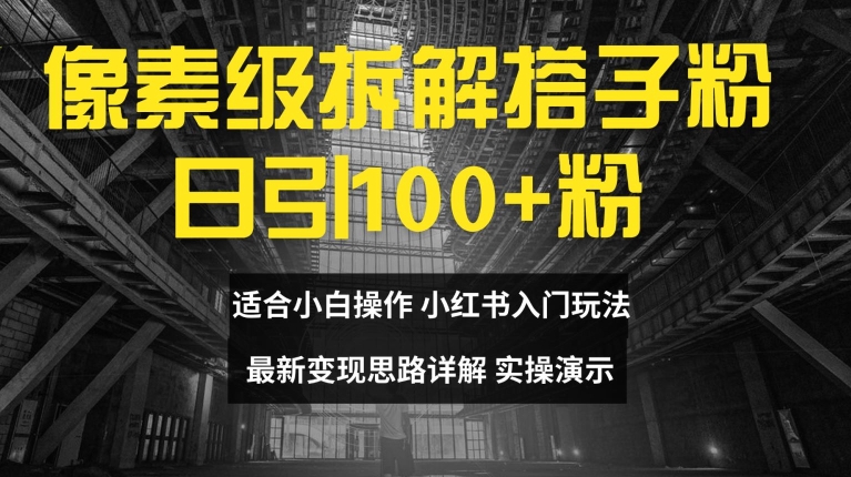像素级拆解搭子粉，日引100+，小白看完可上手，最新变现思路详解【揭秘】-铭创资源库