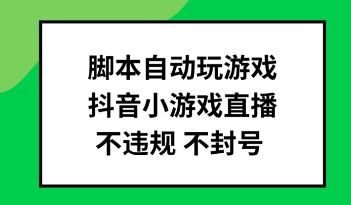 脚本自动玩游戏，抖音小游戏直播，不违规不封号可批量做【揭秘】-铭创资源库