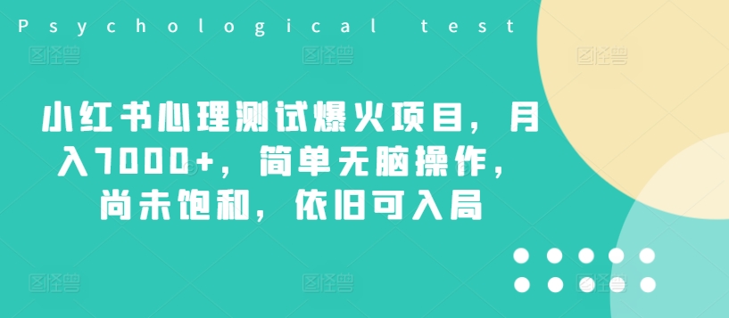 小红书心理测试爆火项目，月入7000+，简单无脑操作，尚未饱和，依旧可入局-铭创资源库
