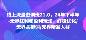 线上流量密训班21.0,24年下半年-无界红利和盈利玩法,终极优化/无界关键词/无界精准人群-铭创资源库