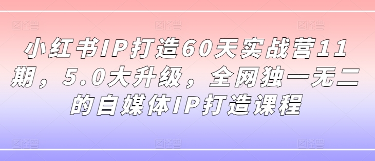 小红书IP打造60天实战营11期，5.0大升级，全网独一无二的自媒体IP打造课程-铭创资源库