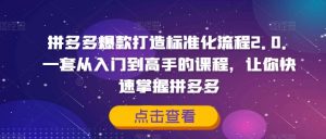 拼多多爆款打造标准化流程2.0,一套从入门到高手的课程,让你快速掌握拼多多-铭创资源库