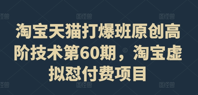 淘宝天猫打爆班原创高阶技术第60期，淘宝虚拟怼付费项目-铭创资源库