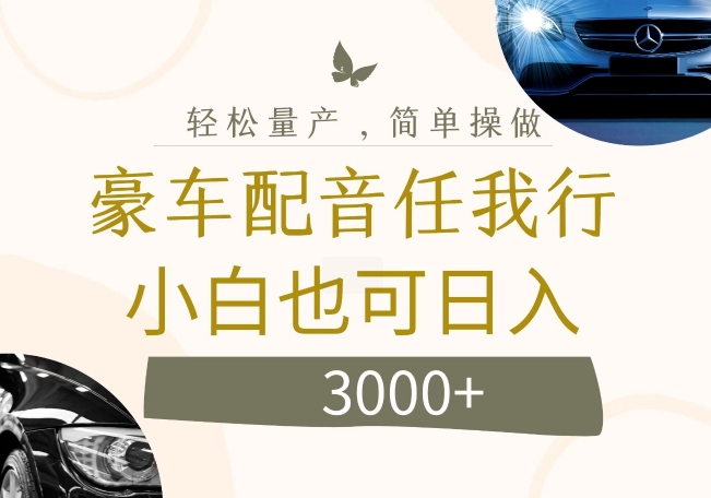 不为人知的暴力小项目，豪车配音，日入几张【揭秘】-铭创资源库