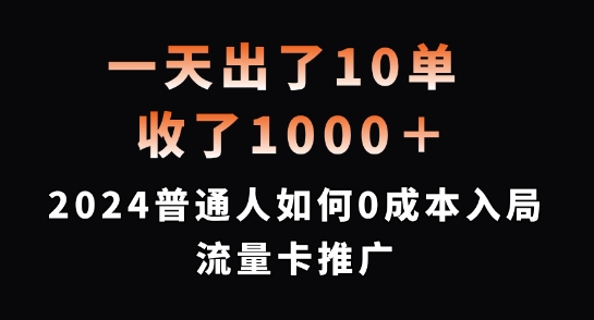 一天出了10单，收了1000+，2024普通人如何0成本入局流量卡推广【揭秘】-铭创资源库
