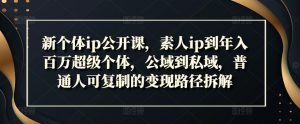 新个体ip公开课,素人ip到年入百万超级个体,公域到私域,普通人可复制的变现路径拆解-铭创资源库