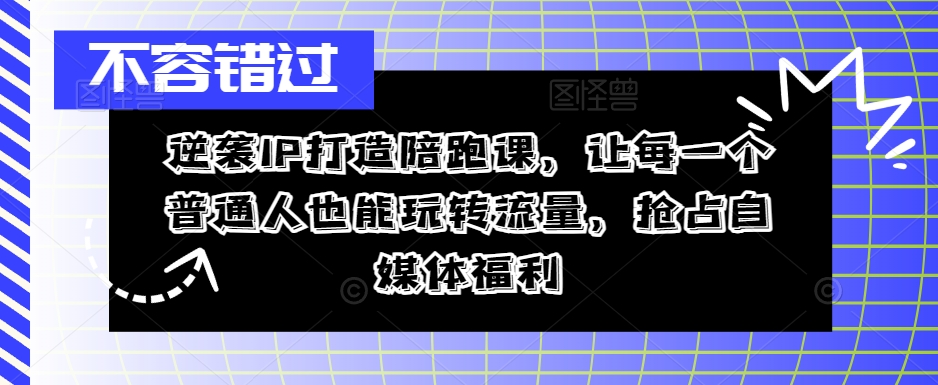逆袭IP打造陪跑课，让每一个普通人也能玩转流量，抢占自媒体福利-铭创资源库