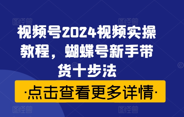 视频号2024视频实操教程，蝴蝶号新手带货十步法-铭创资源库