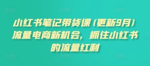 小红书笔记带货课(更新9月)流量电商新机会,抓住小红书的流量红利-铭创资源库