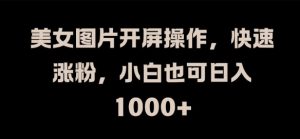 美女图片开屏操作,快速涨粉,小白也可日入1k【揭秘】-铭创资源库