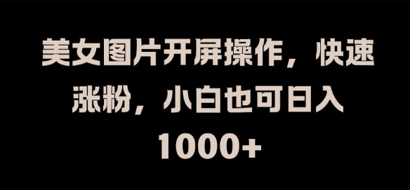 美女图片开屏操作，快速涨粉，小白也可日入1k【揭秘】-铭创资源库