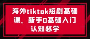 海外tiktok短剧基础课,新手0基础入门认知必学-铭创资源库