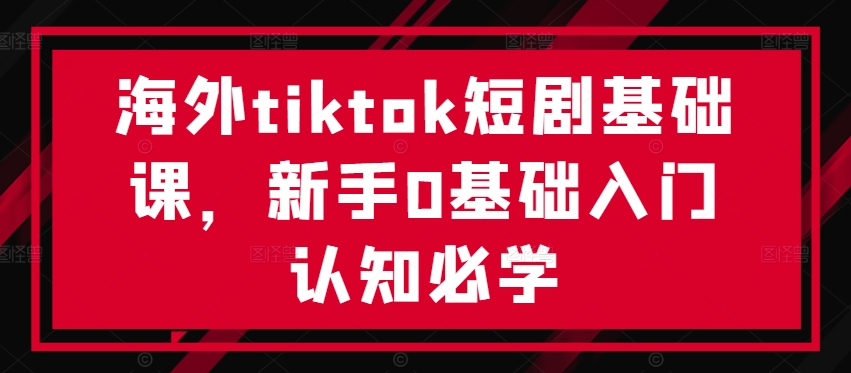 海外tiktok短剧基础课，新手0基础入门认知必学-铭创资源库