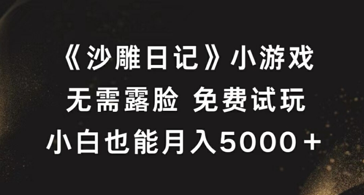《沙雕日记》小游戏，无需露脸免费试玩，小白也能月入5000+【揭秘】-铭创资源库
