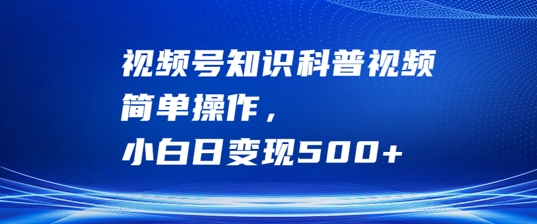 视频号知识科普视频，简单操作，小白日变现500+【揭秘】-铭创资源库