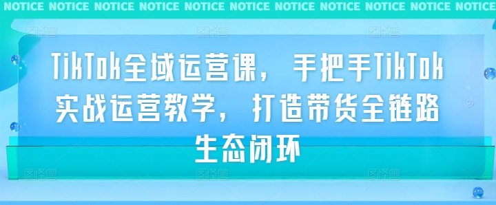 TikTok全域运营课，手把手TikTok实战运营教学，打造带货全链路生态闭环-铭创资源库