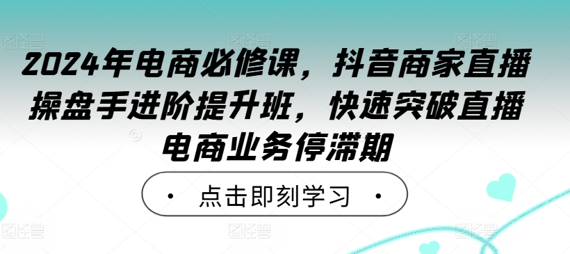 2024年电商必修课，抖音商家直播操盘手进阶提升班，快速突破直播电商业务停滞期-铭创资源库