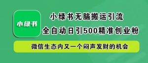 小绿书无脑搬运引流,全自动日引500精准创业粉,微信生态内又一个闷声发财的机会【揭秘】-铭创资源库