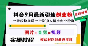 抖音9月最新引流创业粉,轻松制作创业类视频,一天轻松加满一个500人精准创业粉群【揭秘】-铭创资源库