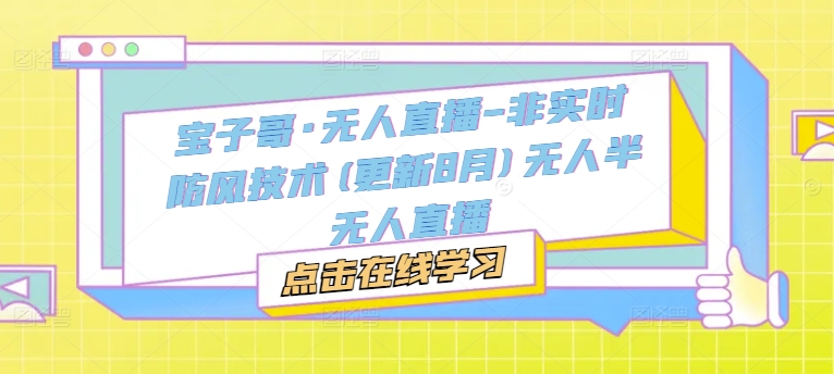 宝子哥·无人直播-非实时防风技术(更新9月)无人半无人直播-铭创资源库