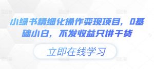 小绿书精细化操作变现项目,0基础小白,不发收益只讲干货-铭创资源库