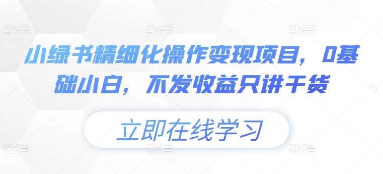 小绿书精细化操作变现项目，0基础小白，不发收益只讲干货-铭创资源库