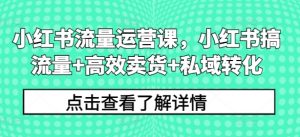 小红书流量运营课,小红书搞流量+高效卖货+私域转化-铭创资源库