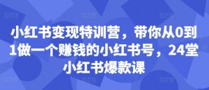 小红书变现特训营,带你从0到1做一个赚钱的小红书号,24堂小红书爆款课-铭创资源库