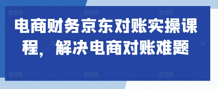 电商财务京东对账实操课程，解决电商对账难题-铭创资源库