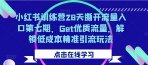 小红书训练营28天撕开流量入口第七期，Get优质流量，解锁低成本精准引流玩法-铭创资源库