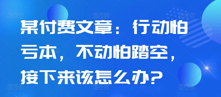 某付费文章：行动怕亏本，不动怕踏空，接下来该怎么办?-铭创资源库