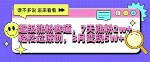 超级涨粉赛道,每天半小时,7天涨粉2W+,轻松过原创,三月变现5W+【揭秘】-铭创资源库