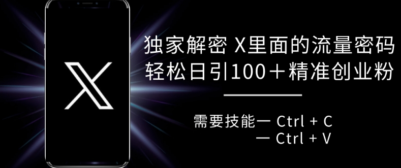 独家解密 X 里面的流量密码，复制粘贴轻松日引100+-铭创资源库