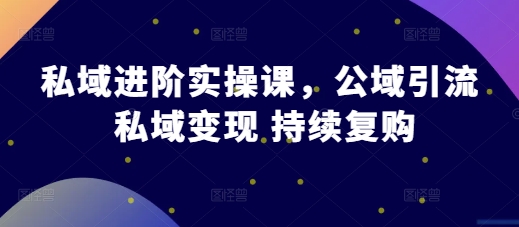 私域进阶实操课，公域引流 私域变现 持续复购-铭创资源库