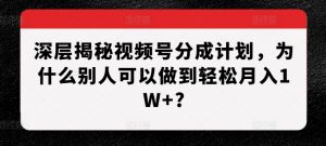 深层揭秘视频号分成计划，为什么别人可以做到轻松月入1W+?-铭创资源库