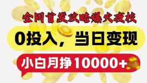 全网首发爆火夜校，0投入，当日变现，小白轻松月入1w+【揭秘】-铭创资源库