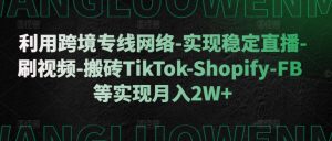 利用跨境专线网络-实现稳定直播-刷视频-搬砖TikTok-Shopify-FB等实现月入2W+【揭秘】-铭创资源库
